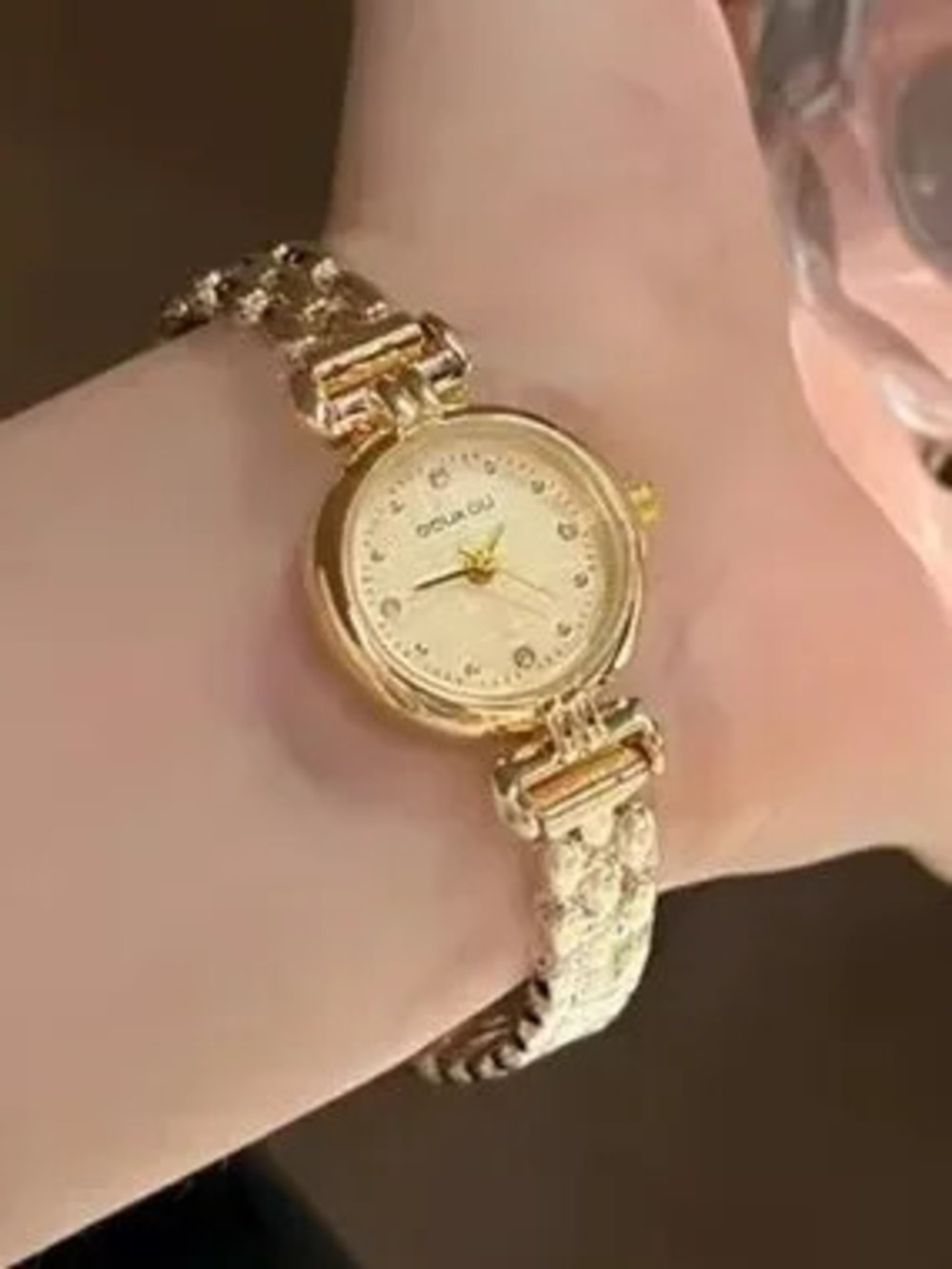 New Anthropologie Gold Bracelet Watch with White Dial